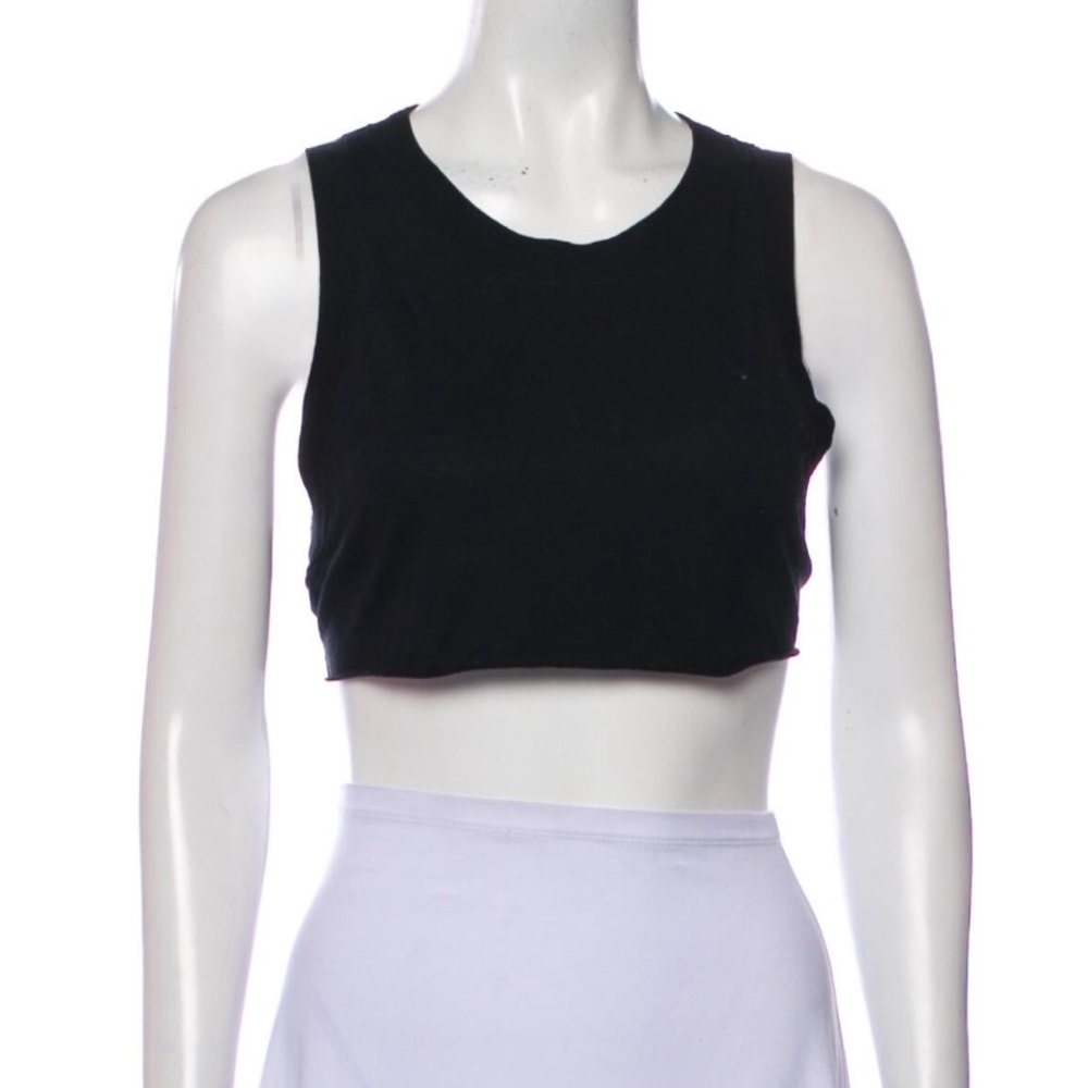 Alo Black Cotton Cropped Top